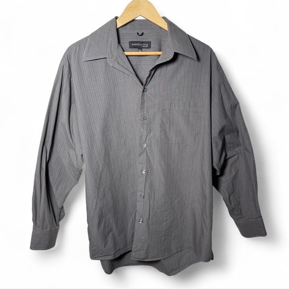 Kenneth Cole Other - Kenneth Cole New York Men’s Gray Dress Shirt 16.5/34-35 Button Up Long Sleeve